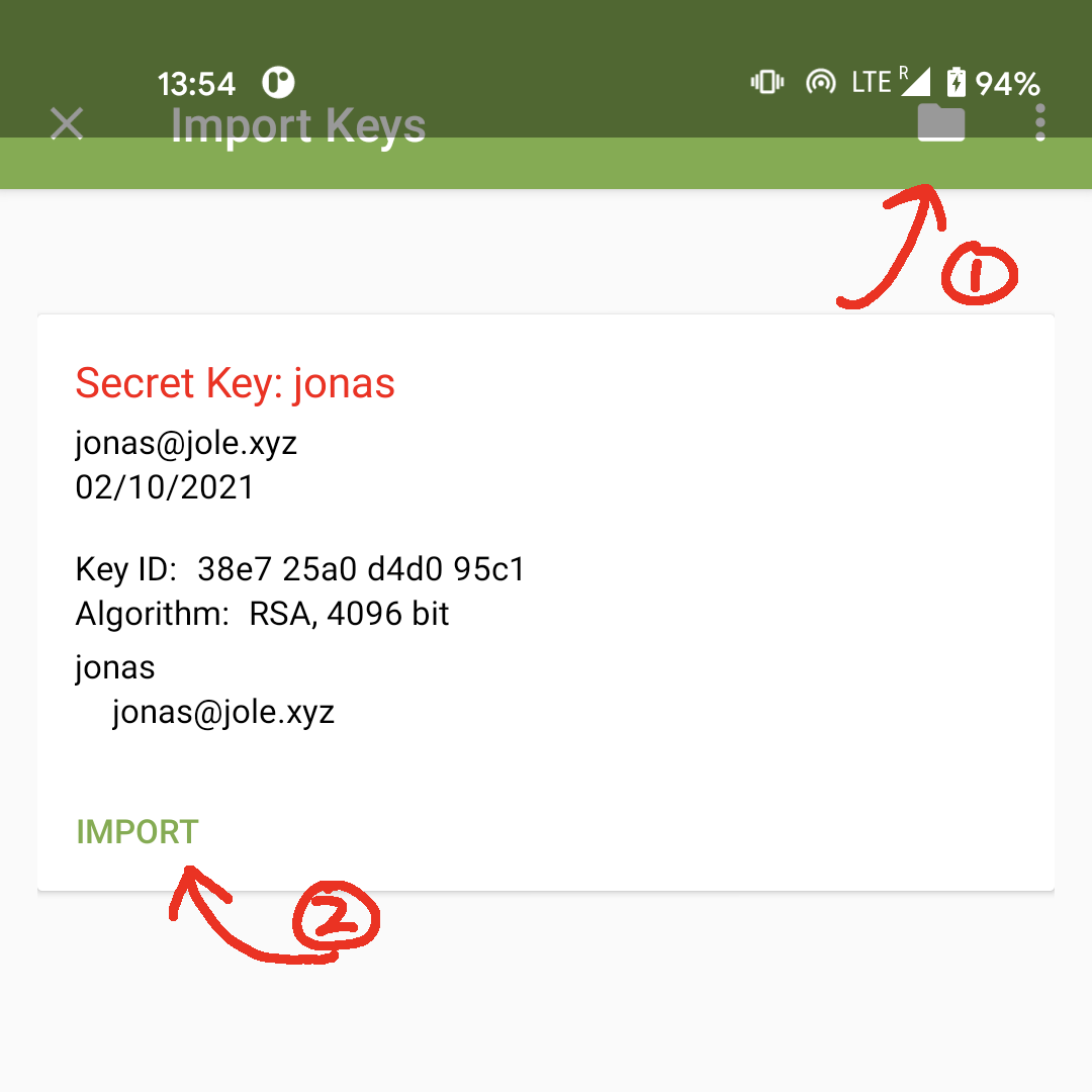 Screenshot of OpenkeyChain